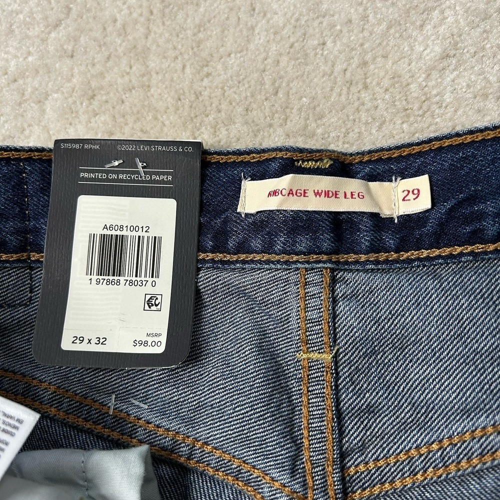 Levi's Premium Ribcage Wide Leg Jeans Women's 29x32 Medium Wash Denim - Picture 7 of 8